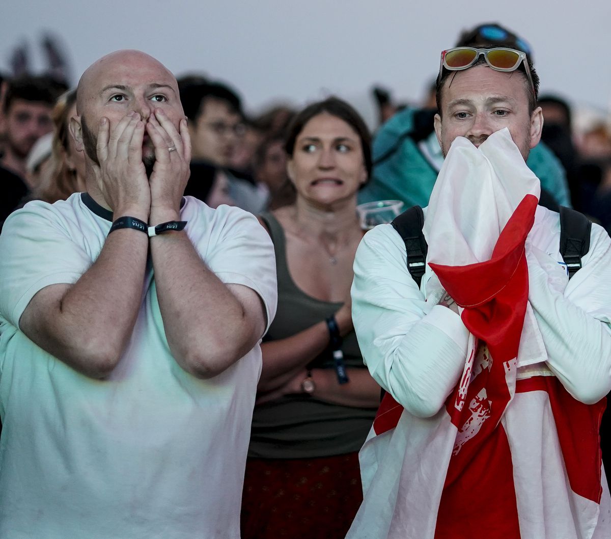 Football Fans Gather To Watch England Play Croatia For A Place In The World Cup Final
