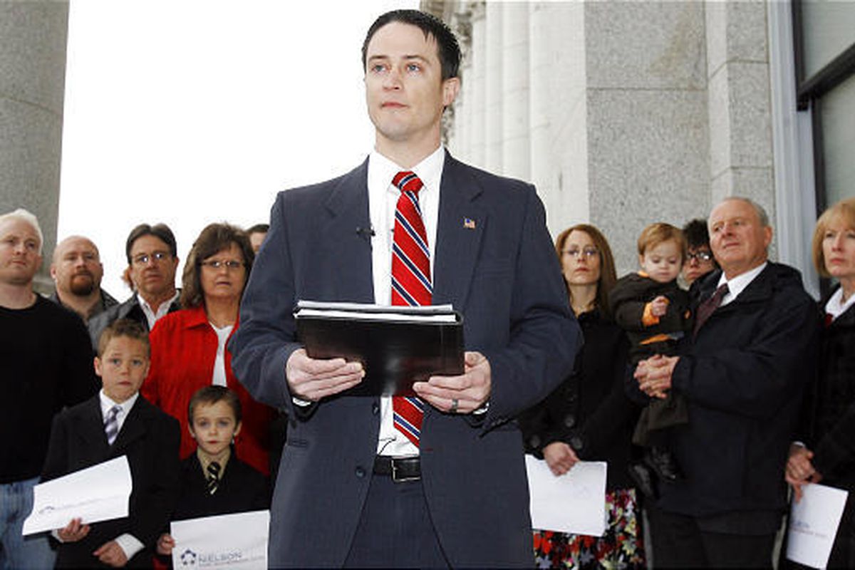 Ryan Nielson announces his candidacy for Utah governor Monday at the state Capitol.