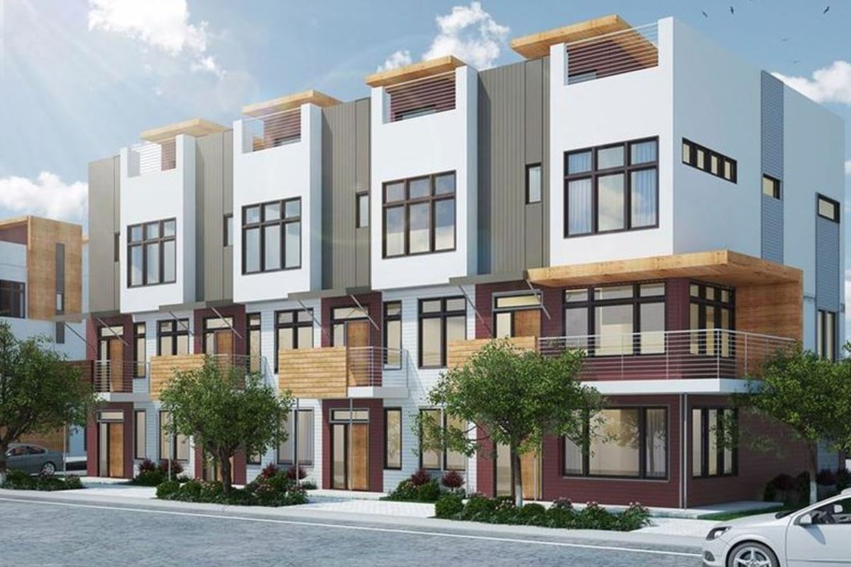 Renderings of a new pocket of townhouses in Lake Claire, Atlanta. 