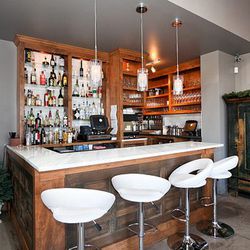 The intimate bar that overlooks the dining room in the front of the restaurant. 