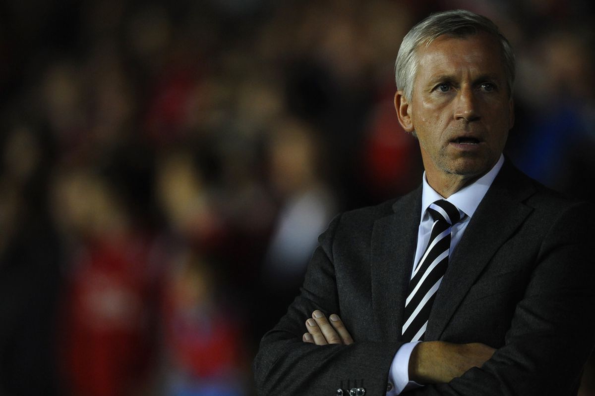 Alan Pardew tries in vain to hide his "Did Rob Elliott <em>*really*</em> miss that badly on that goal... and THAT one?" during the Carling Cup Third Round match versus Nottingham Forest.