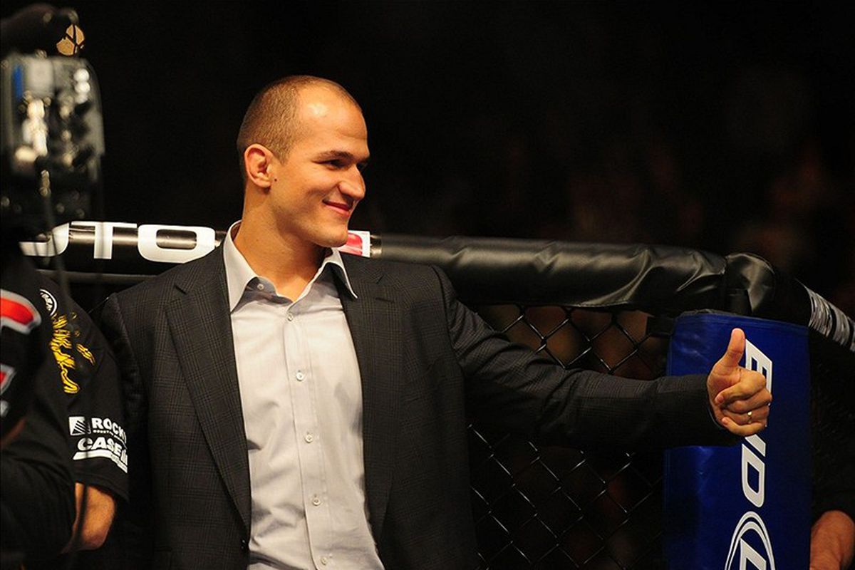 My name is Junior dos Santos and I approve this message. Photo by Mark J. Rebilas via US PRESSWIRE.