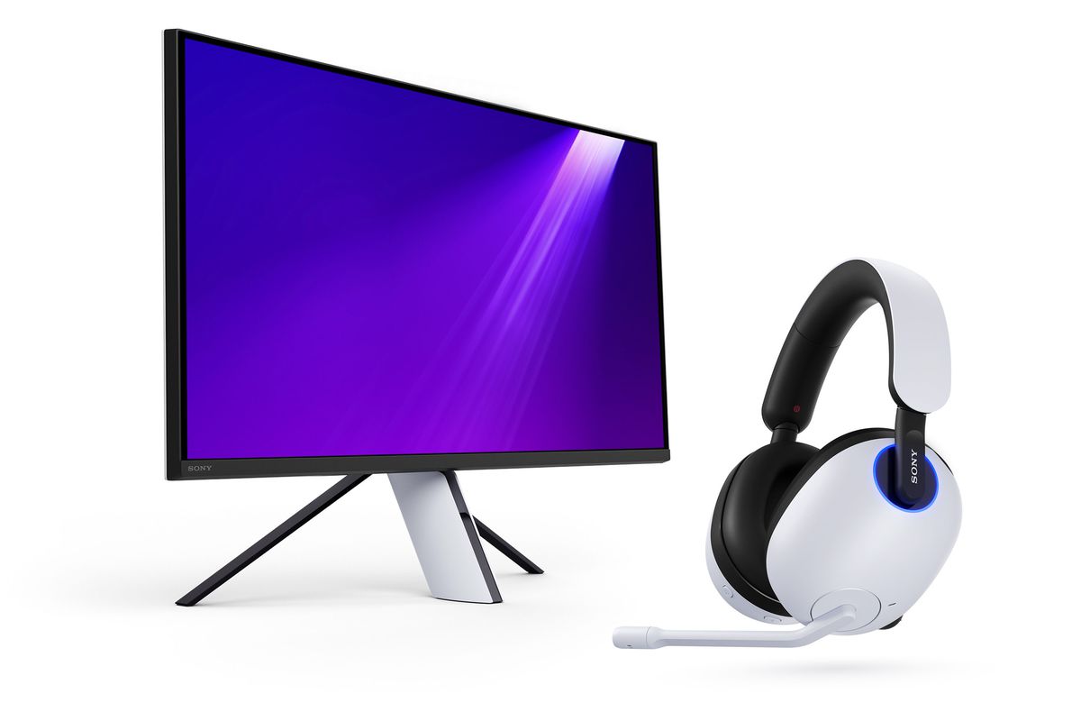 A product image of Sony’s new M9 gaming monitor and H9 wireless headset