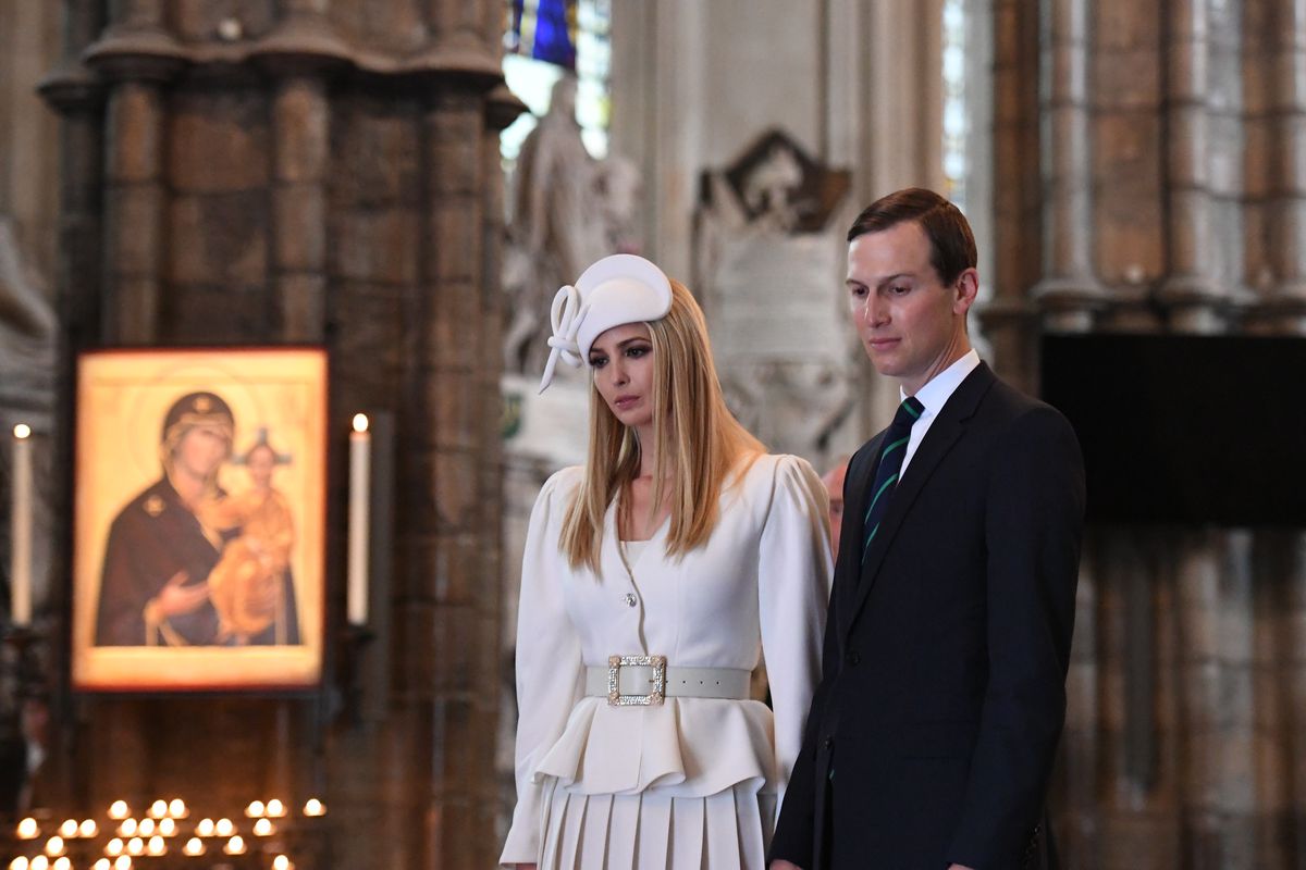 Ivanka Trump and Jared Kushner look on during a visit to Westminster Abbey on June 03, 2019, in London, England.