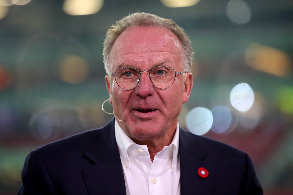 FC Augsburg v FC Bayern Muenchen - Bundesliga
AUGSBURG, GERMANY - FEBRUARY 15: Karl-Heinz Rummenigge, CEO of Bayern Muenchen looks on during a tv interview before the Bundesliga match between FC Augsburg and FC Bayern Muenchen at WWK-Arena on February 15, 2019 in Augsburg, Germany.
