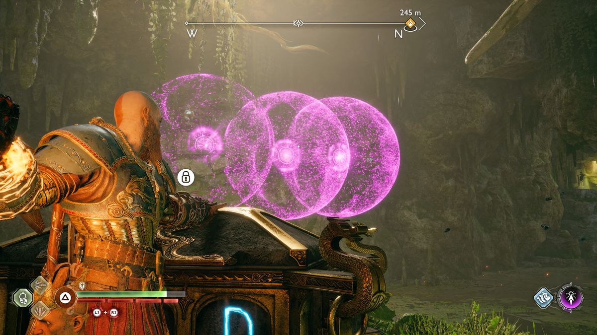Kratos paints a bunch of Hex Sigils in God of War Ragnarok