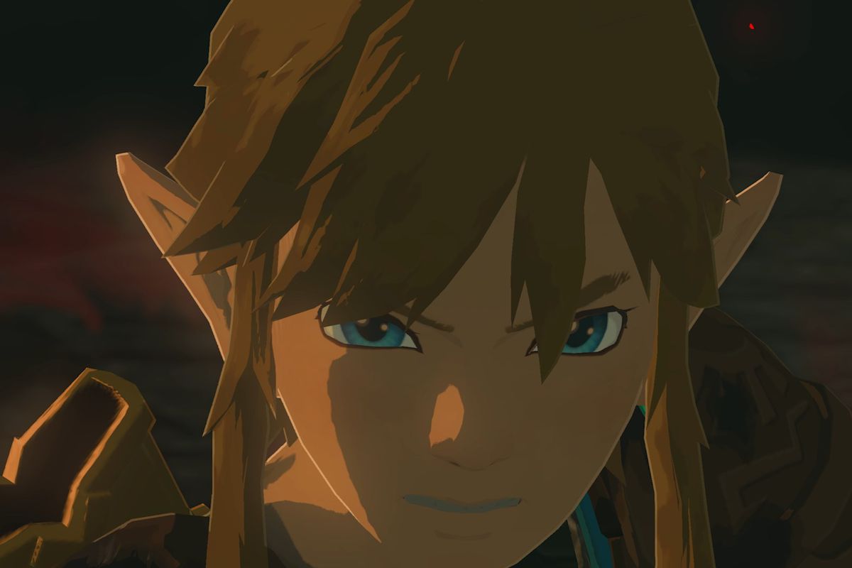 A close-up image of Link’s face in a dimly lit room in The Legend of Zelda: Tears of the Kingdom.