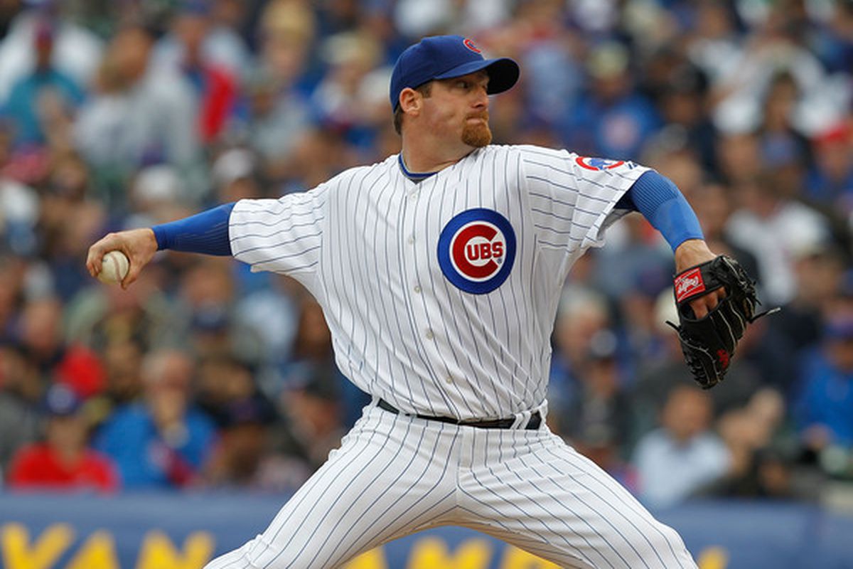 CHICAGO - APRIL 12: Starting pitcher Ryan Dempster #46 of the Chicago Cubs delivers the ball against the Milwaukee Brewers on Opening Day at Wrigley Field on April 12, 2010 in Chicago, Illinois. (Photo by Jonathan Daniel/Getty Images)