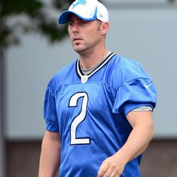 Detroit Lions kicker David Akers (2) during organized team activities at Lions training facility.