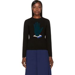 <b>Opening Ceremony</b> sweater, <a href="https://www.ssense.com/women/product/opening_ceremony/black-wool-knit-cube-hand-sweater/113661">$172</a>