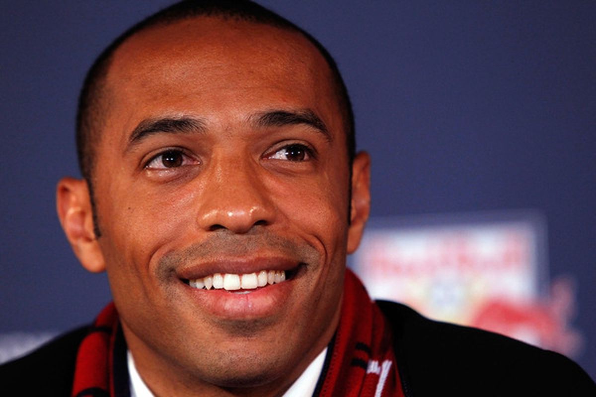HARRISON NJ - JULY 15:  Thierry Henry speaks to the media during a press conference on July 15 2010 at Red Bull Arena in Harrison New Jersey.  (Photo by Mike Stobe/Getty Images for New York Red Bulls)