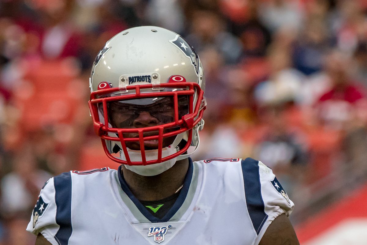 New England Patriots wide receiver Josh Gordon in action during the National Football League game between Washington and the New England Patriots on October 6, 2019 at FedEx Field in Landover, MD.