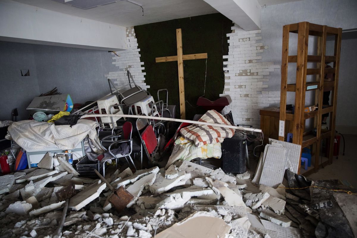 In this photo taken Sunday, June 3, 2018, the demolished house church is seen in the city of Zhengzhou in central China's Henan province. Under President Xi Jinping, China's most powerful leader since Mao Zedong, believers are seeing their freedoms shrink