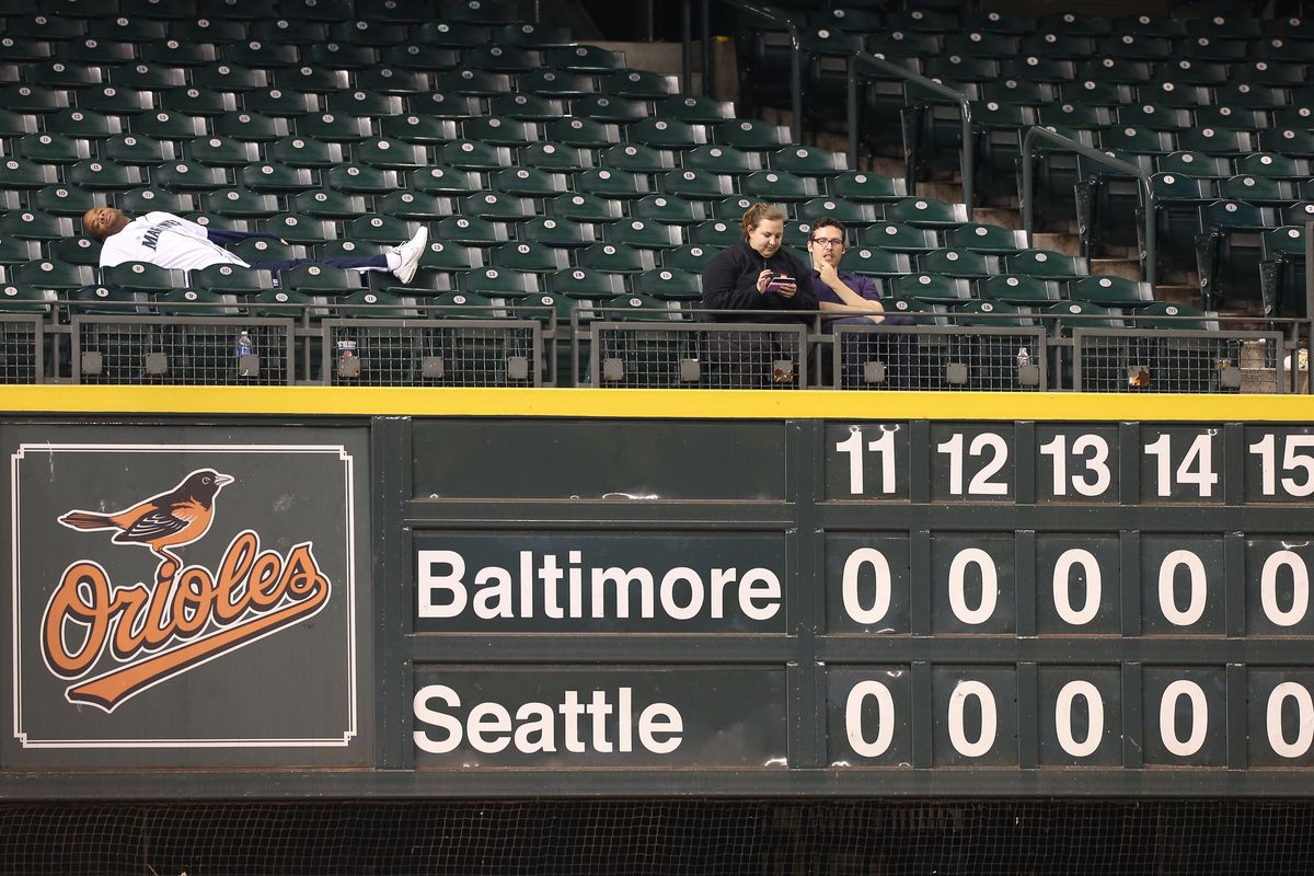 SEATTLE, WA - SEPTEMBER 18:  Remember when it was like the 15th inning and you stopped caring about who wins because you just want to go home?  Yeah, me neither!  (Photo by Otto Greule Jr/Getty Images)