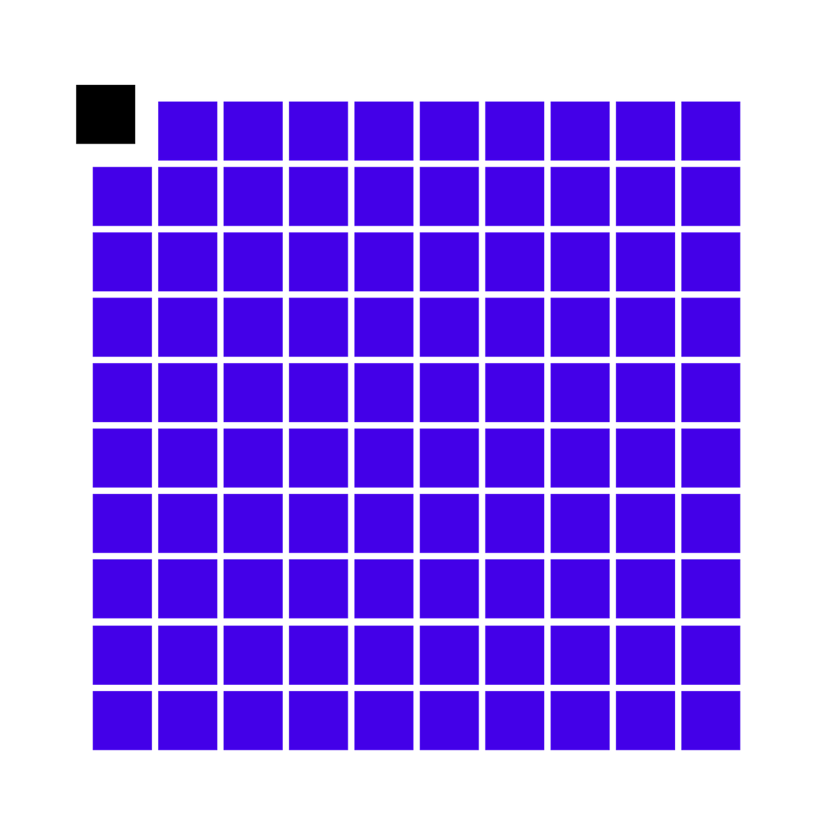 One black square representing 0.01 million metric tons of CO2 sits alongside 99 blue squares. Altogether, the black and blue square represent 1 million metric tons of captured CO2.