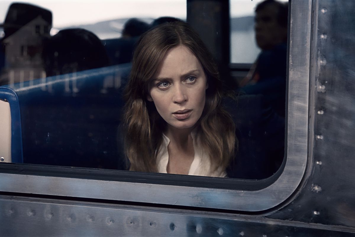 Emily Blunt looks out a window in The Girl on the Train
