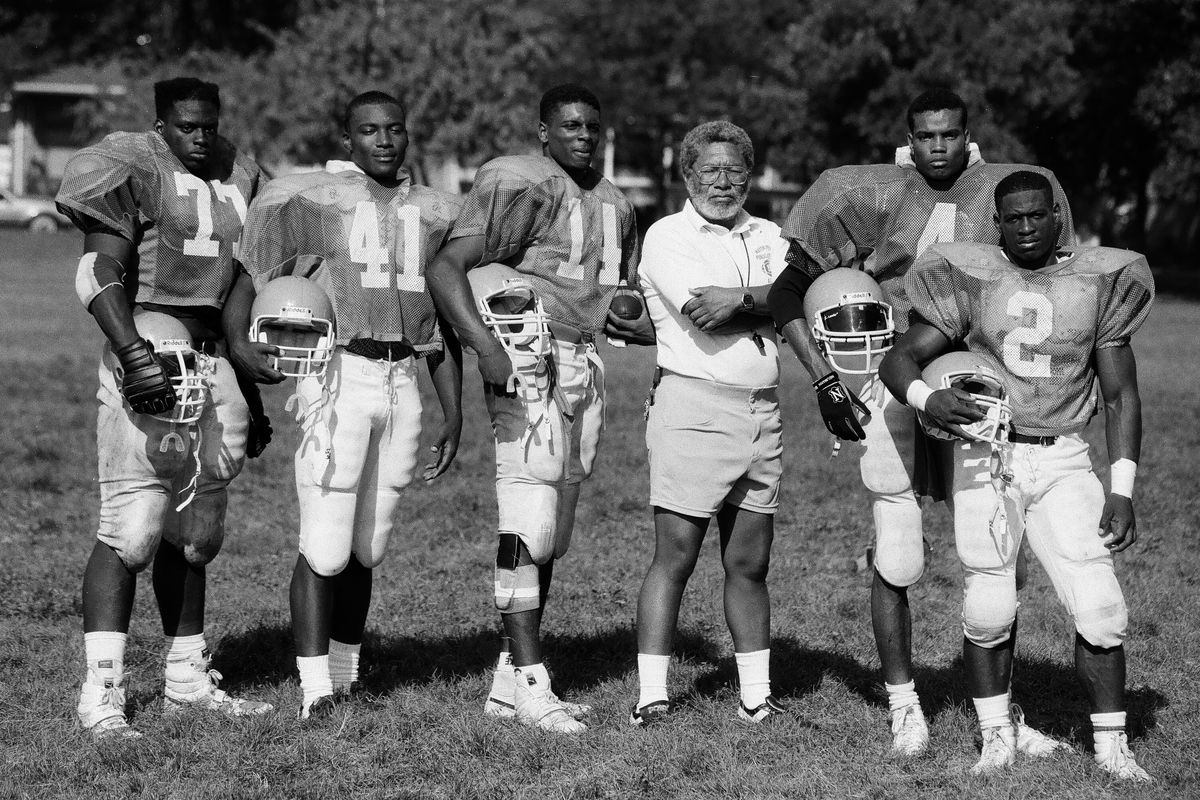 J.W. Smith with some of the standouts on his Julian football team in 1989.