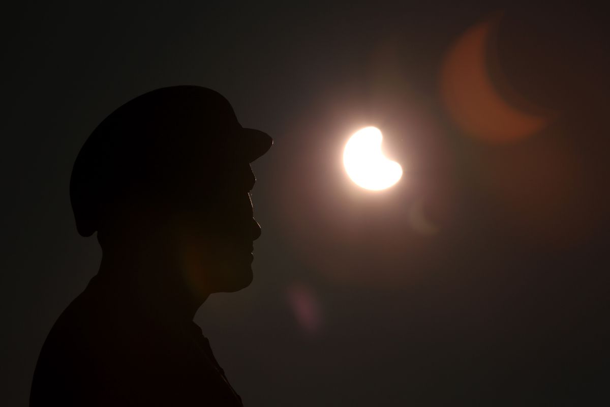 Rare Partial Solar Eclipse Is Viewed Around The UK