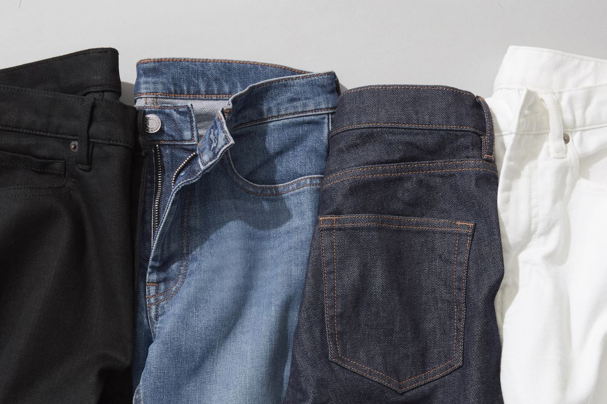 Four colors of Everlane jeans