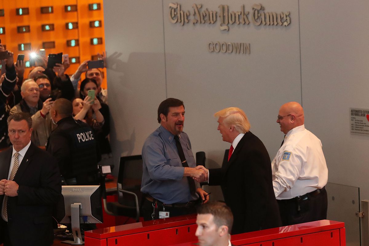 Donald Trump Holds Meeting At The New York Times