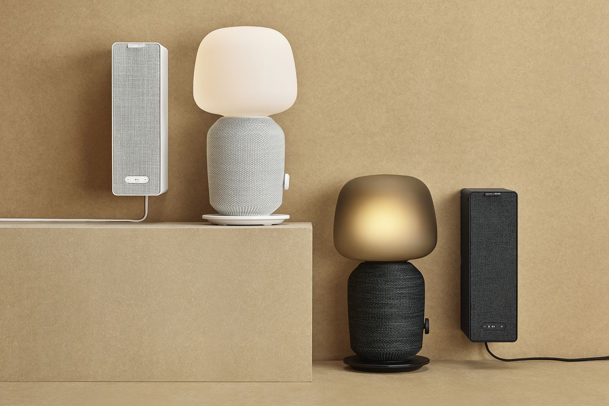 Black and white lamp and speaker