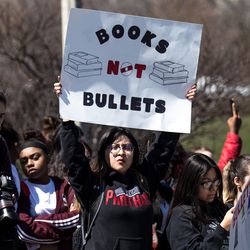 Students walked out of school Friday and gathered in Grant Park to protest gun violence. | Erin Brown/Sun-Times