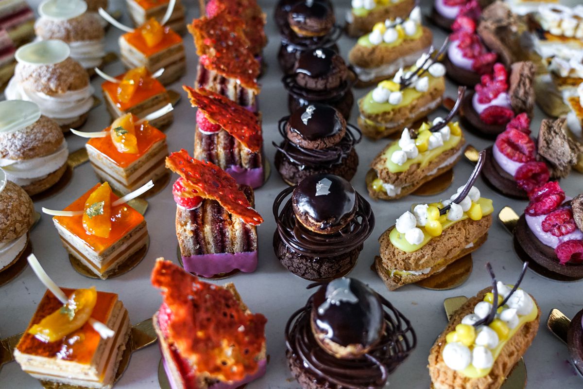 rows of little colorful pastries