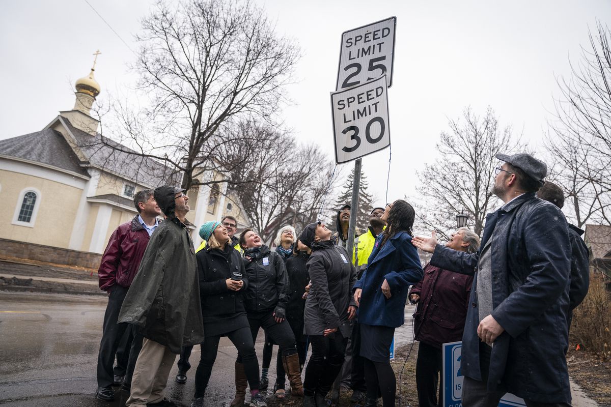 Speed limit sign unveiling, St. Paul, MN, March 2020