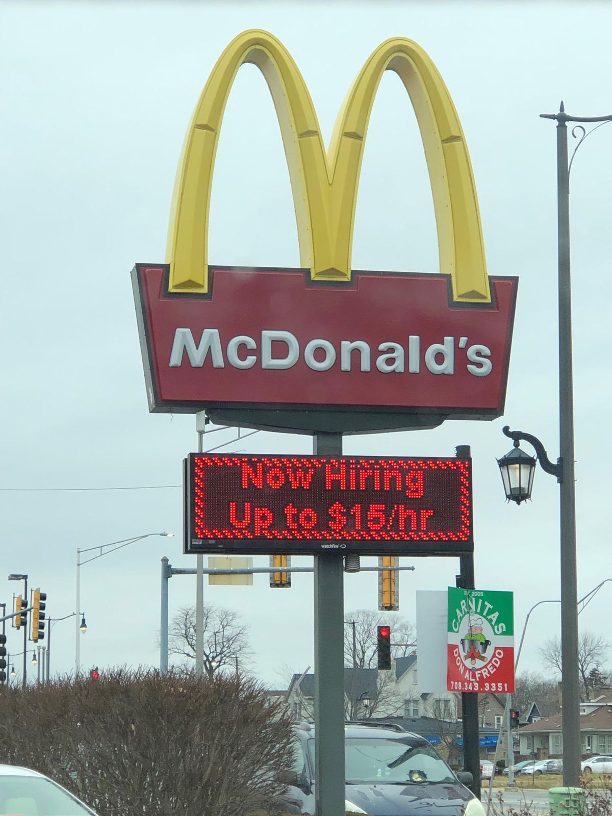 In November, the number of workers quitting jobs in food and hospitality services increased to 920,000, according to the U.S. Bureau of Labor Statistics. “We’re hiring” and “help wanted” signs are popping up at many restaurants, including a McDonald’s in suburban Maywood.