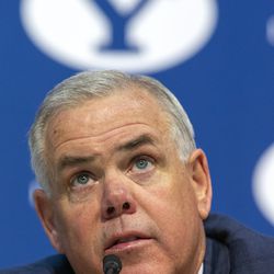BYU head men's basketball coach Dave Rose announces his retirement at a news conference inside the Marriott Center at Brigham Young University on Tuesday, March 26, 2019.