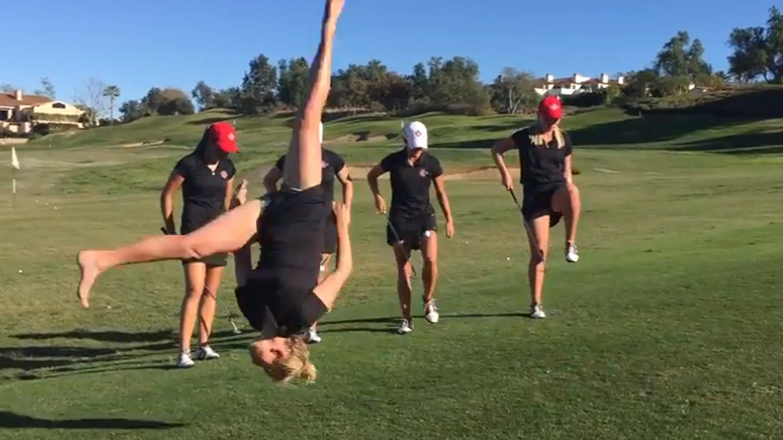 Watch a women's college team make golf look cool with amazing trick