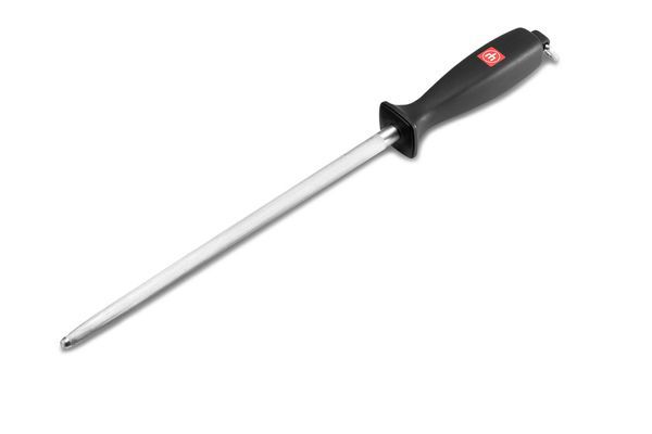 A 10-inch sharpening tool with black handle