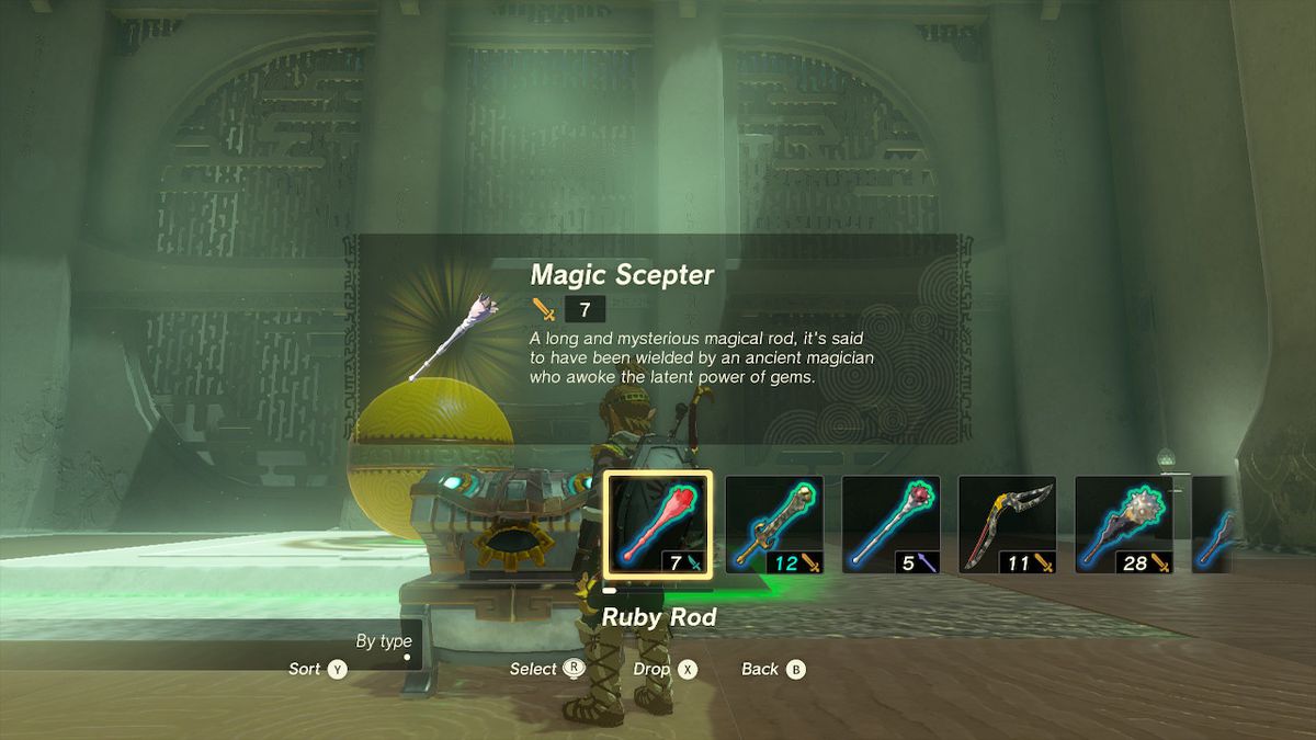 Opening a chest to find a magic scepter
