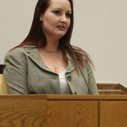 Gypsy Willis, who was in an extramarital affair with former Pleasant Grove physician Martin MacNeill, appears in Provo's 4th District Court on Friday, Oct. 25, 2013. MacNeill is charged with murder in the 2007 death of his wife, Michele MacNeill.