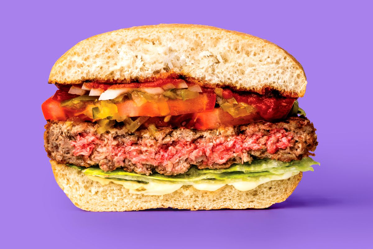 Impossible burger on a purple background