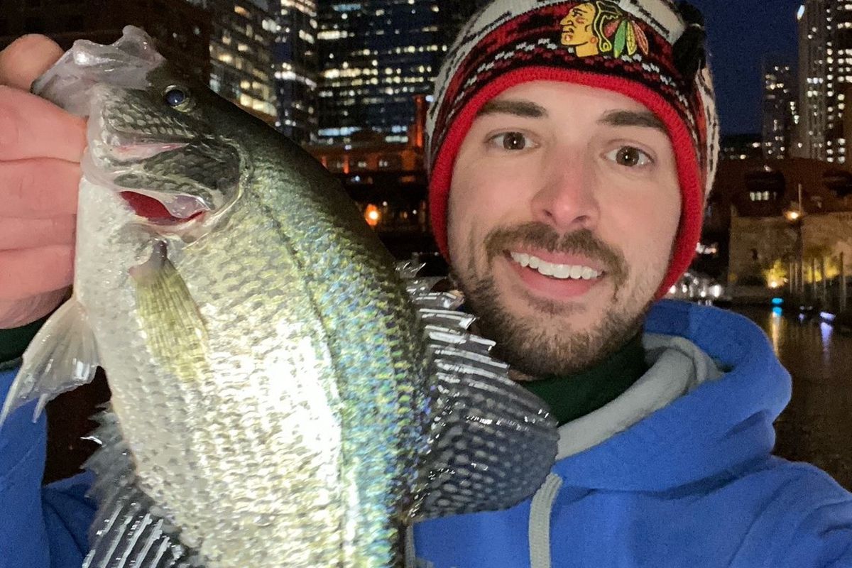 Vince Oppedisano put a scenic look to the Chicago River with one of his best crappie caught from the Riverwalk. Provided photo