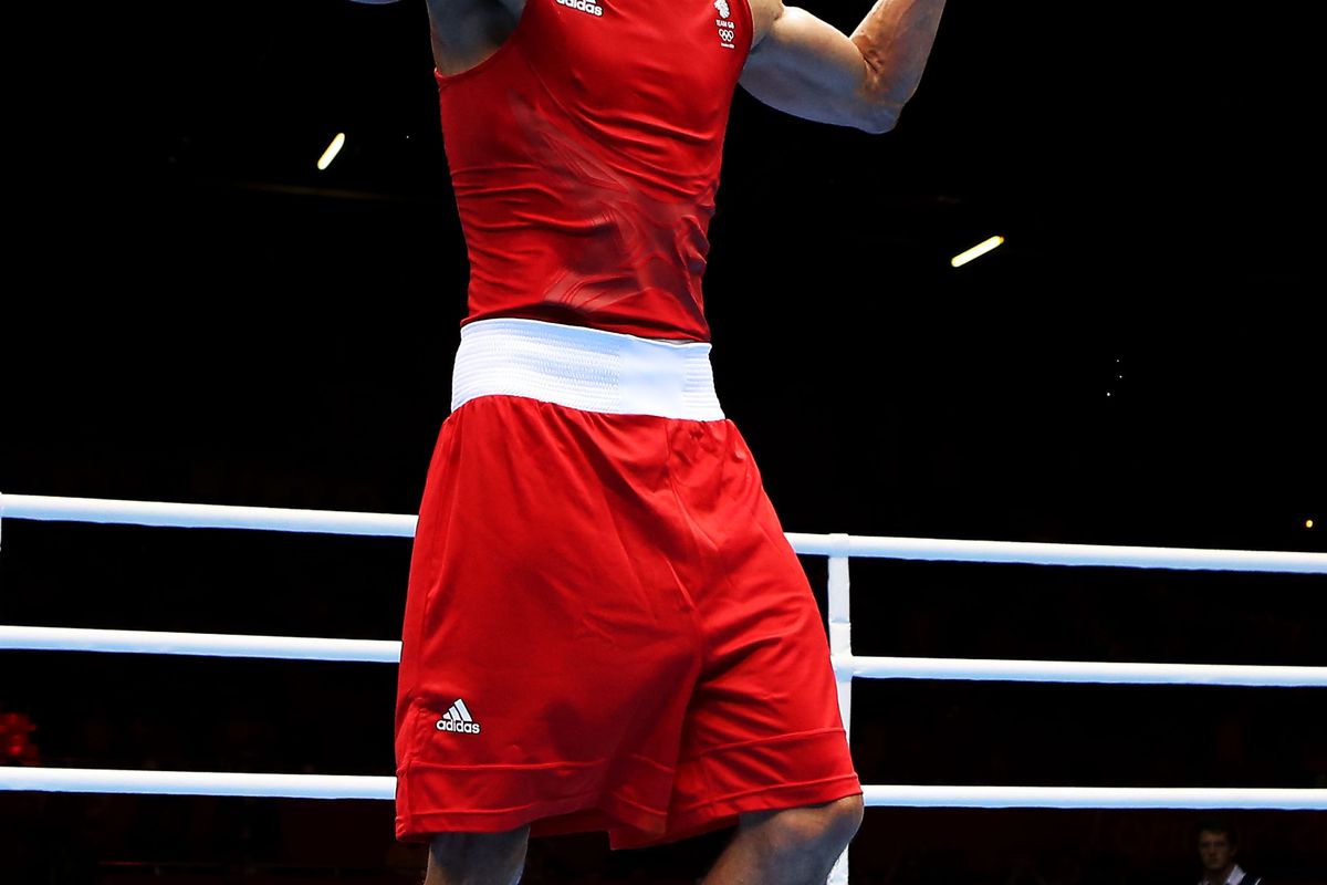 Anthony Ogogo of Great Britain had to wait a while to make sure he was advancing to the middleweight quarterfinals in London. (Photo by Scott Heavey/Getty Images)