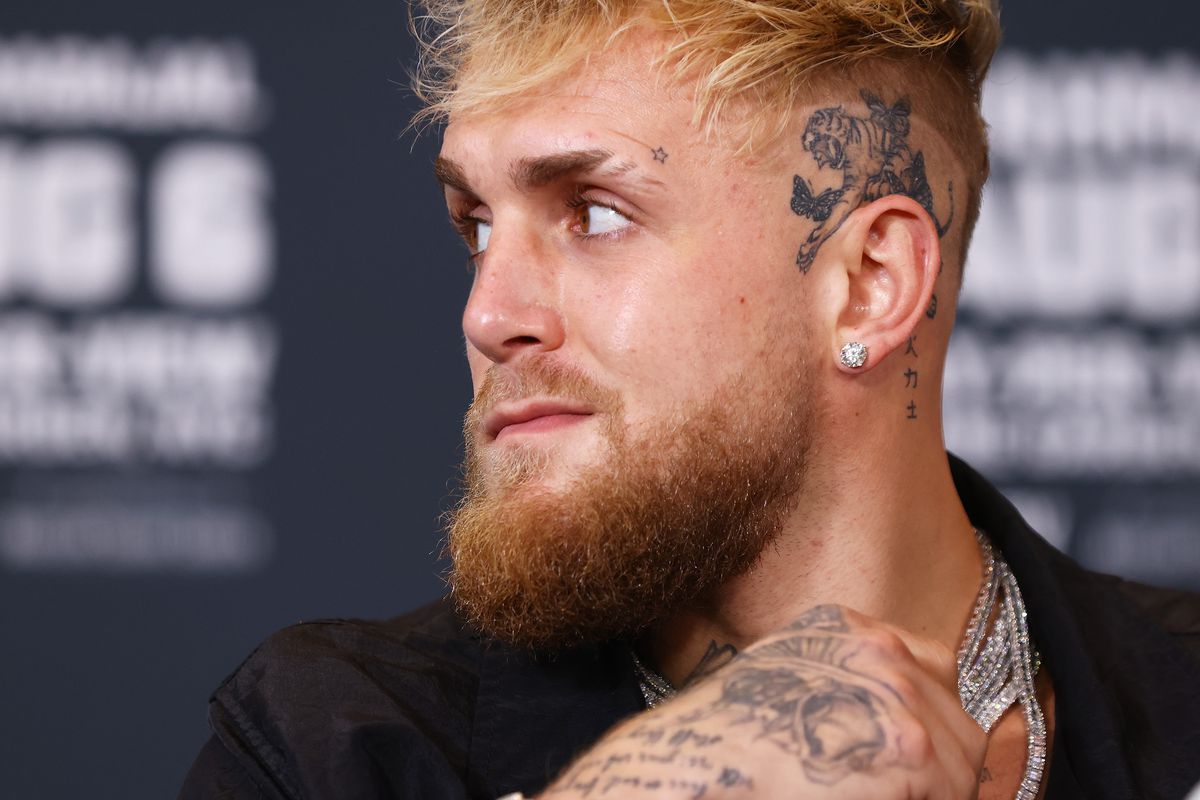 Jake Paul during the press conference of his supposed Hasim Rahman Jr. fight. 