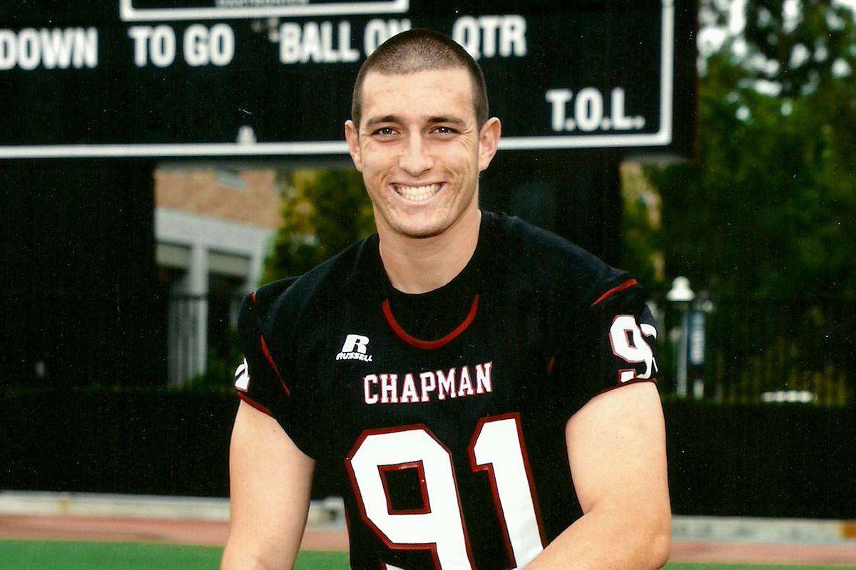 Mitchell Eby plays defensive end for the Chapman University football team.