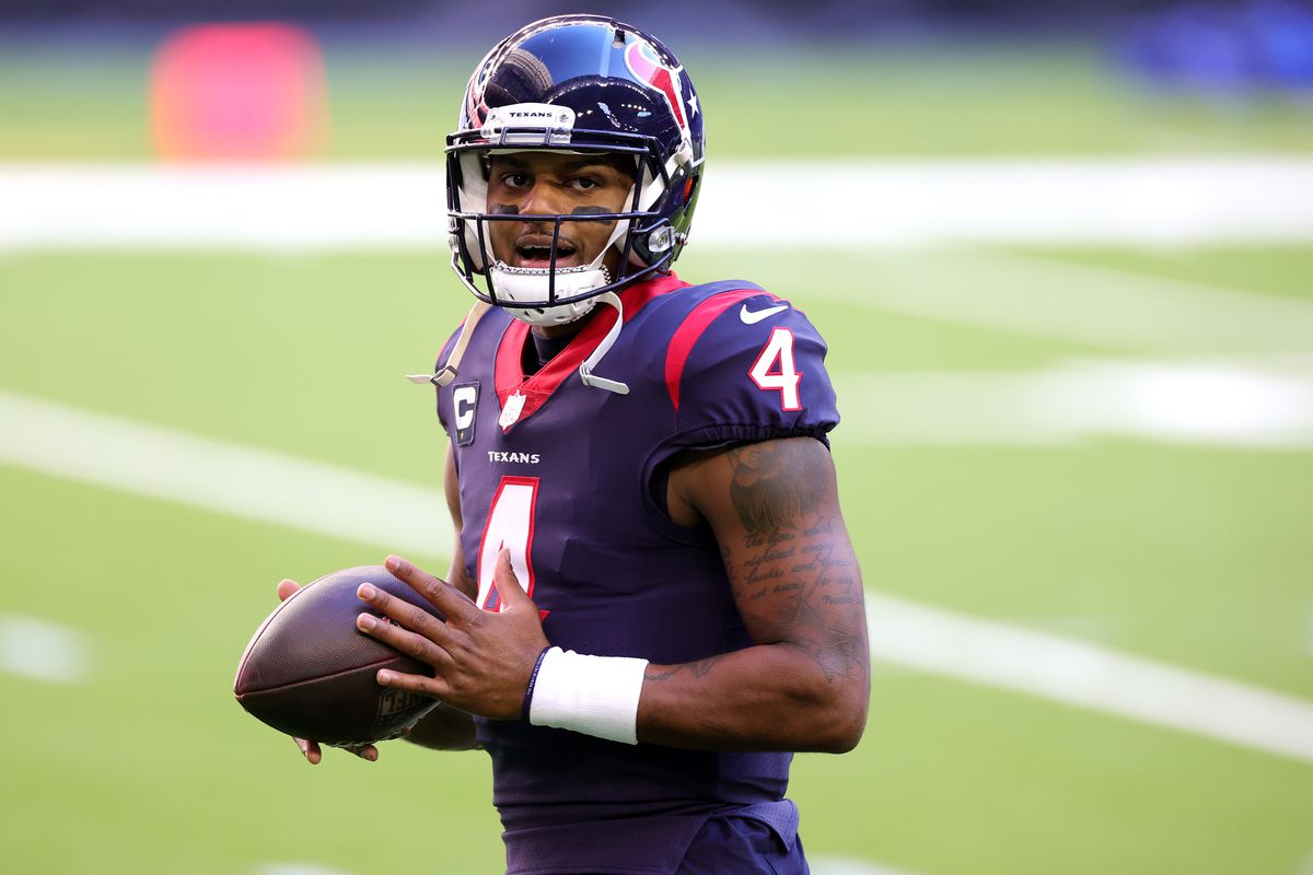 Deshaun Watson #4 of the Houston Texans in action against the Tennessee Titans during a game at NRG Stadium on January 03, 2021 in Houston, Texas.