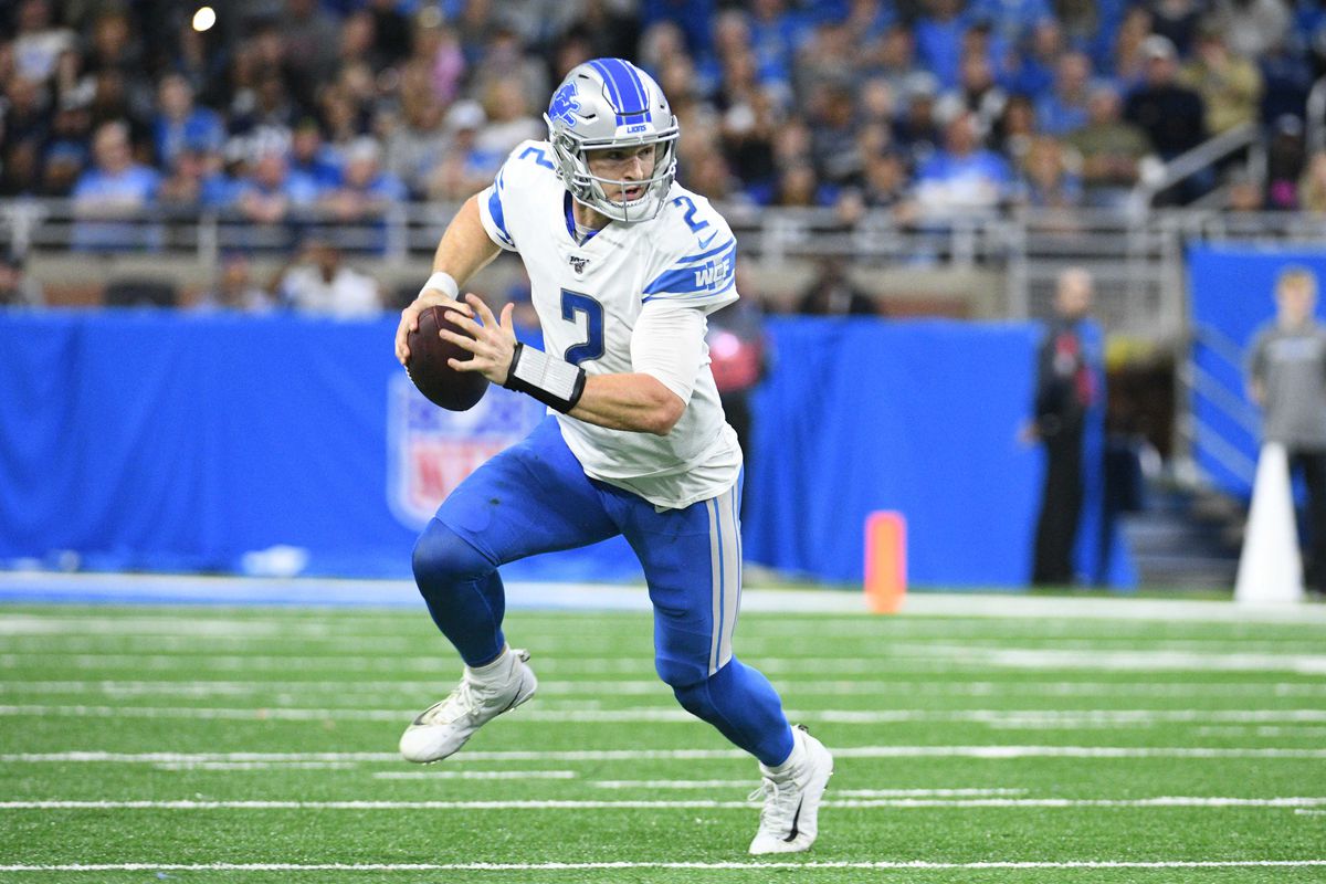 Detroit Lions quarterback Jeff Driskel runs the ball during the second half against the Dallas Cowboys at Ford Field.