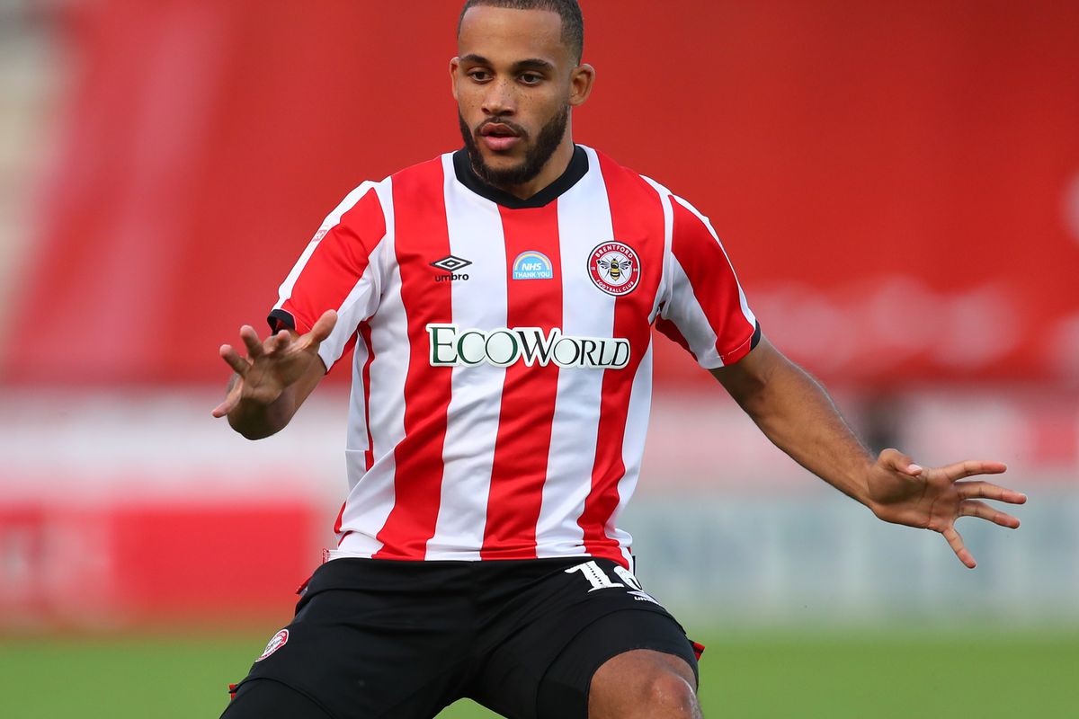 Bryan Mbeumo of Brentford during the Sky Bet Championship Play Off Semi-final 2nd Leg match between Brentford and Swansea City at Griffin Park on July 29, 2020 in Brentford, England.