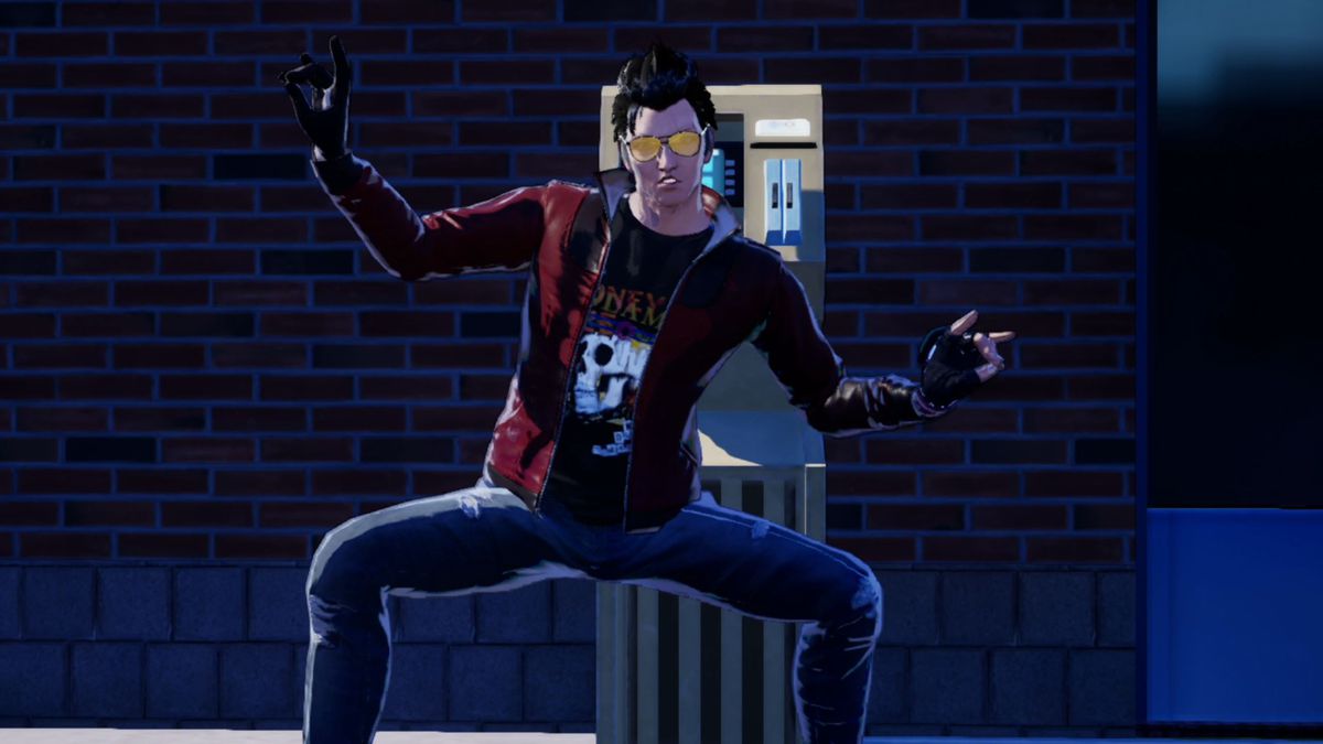 Travis Touchdown, the protagonist of No More Heroes 3, strikes a pose