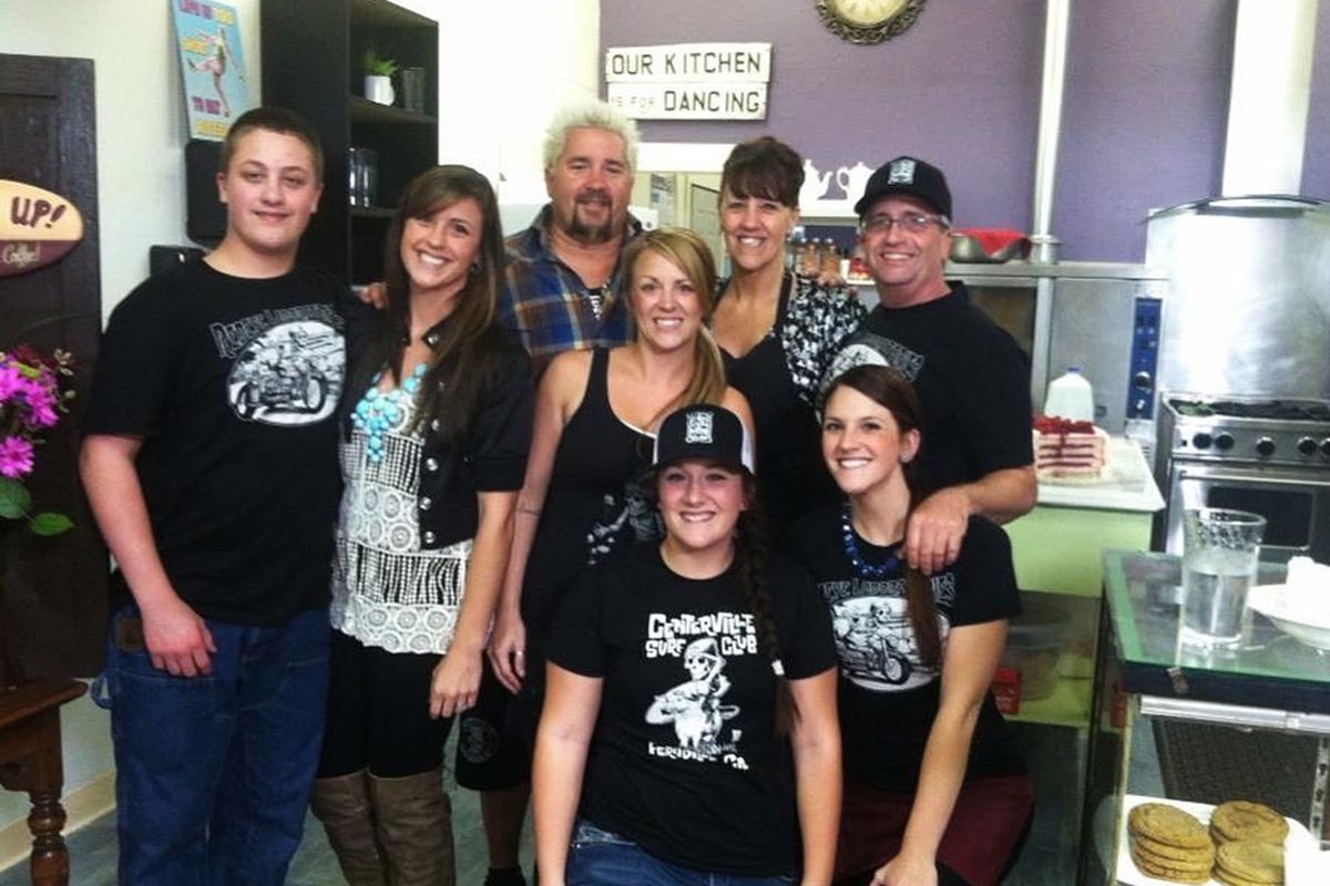 Celebrity Chef Guy Fieri poses with the staff and owners of Humboldt Sweets, moving to Henderson next month.