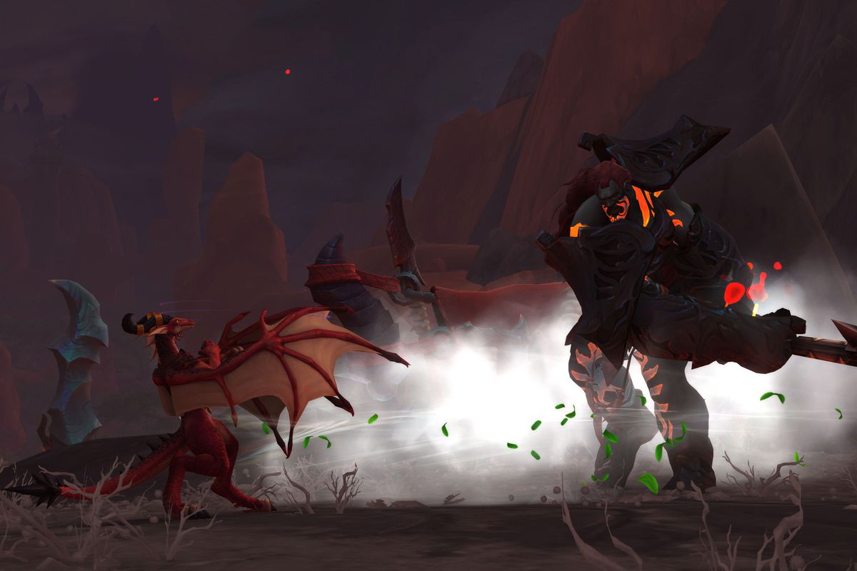World of Warcraft: Dragonflight - A Dracthyr uses their wings to buffet an enemy with powerful winds.
