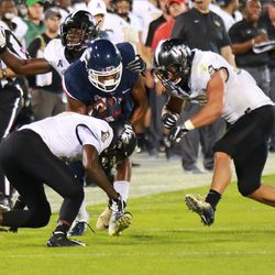 The UCF Knights take on the UConn Huskies in a college football game at Rentschler Field in East Hartford, CT on August 30, 2018.