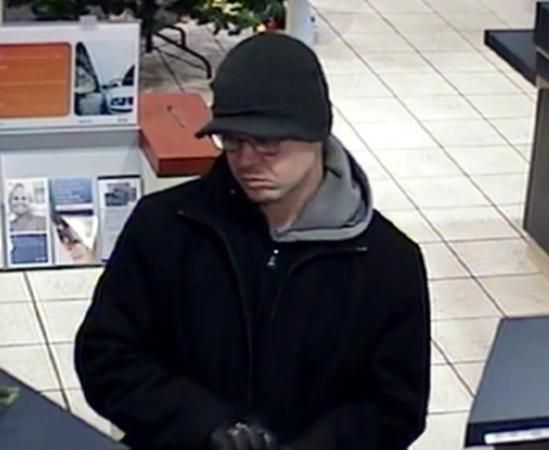 Surveillance image of a man suspected of two West Town bank robberies in December. / photo from the FBI
