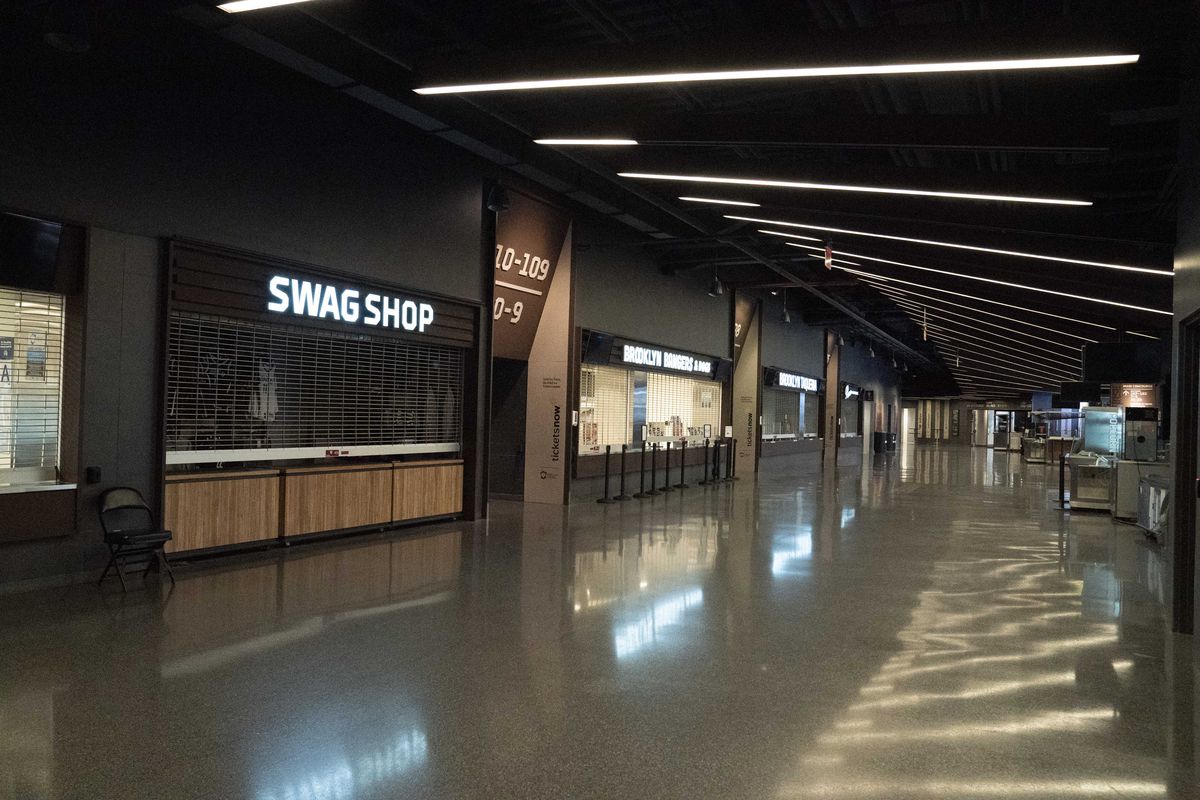 An empty concourse in the Barclays Center for the Atlantic 10 Mens Basketball Tournament on March 12, 2020, at the Barclays Center in Brooklyn, NY.