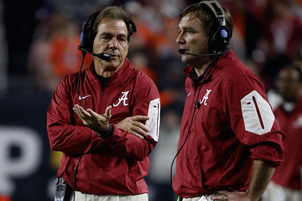 Saban and Kirby Smart, now the full-time head coach at Georgia