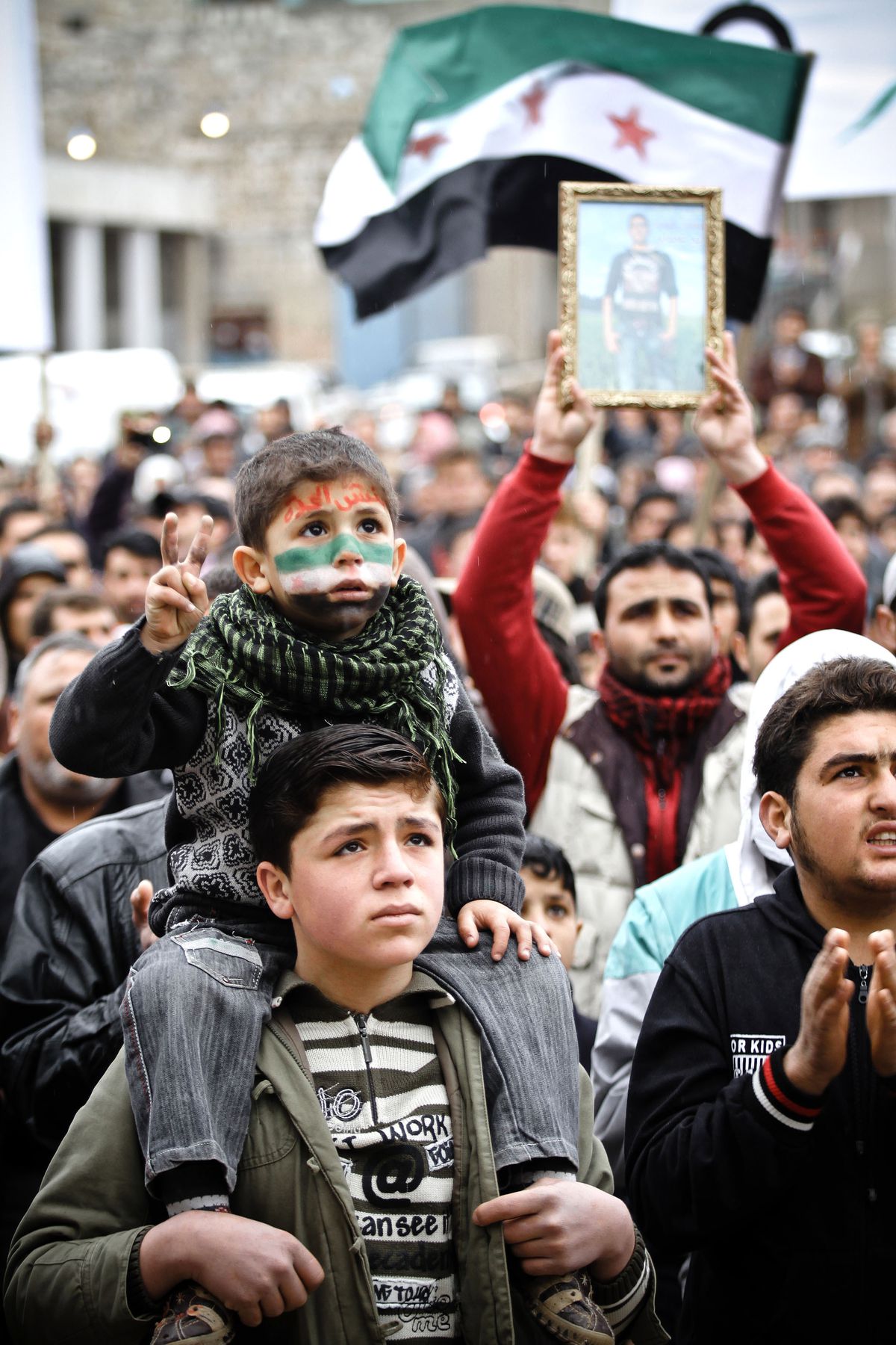 Syrian boys protest